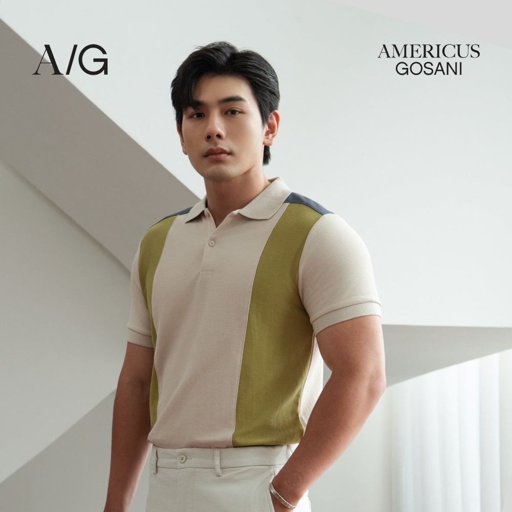Áo Polo Nam Slimfit Americus Gosani Phối Sọc Thân Áo AG88