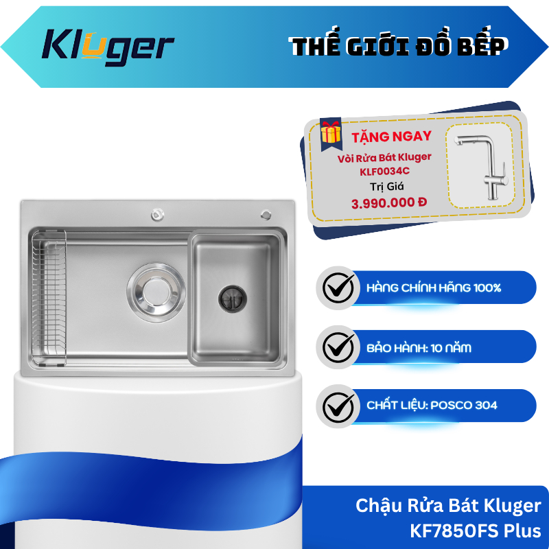 Chậu Rửa Bát Kluger KF7850FS Basic/ Plus – Bề Mặt Linen Chống Trầy – Thiết Kế Hiện Đại – TGB