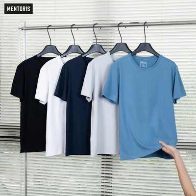 Áo Thun Cotton Nam MENTORIS, Form Regular Fit Đứng Form, Chất Mềm Mại, Thấm Hút, Co Giãn MCTS24S012