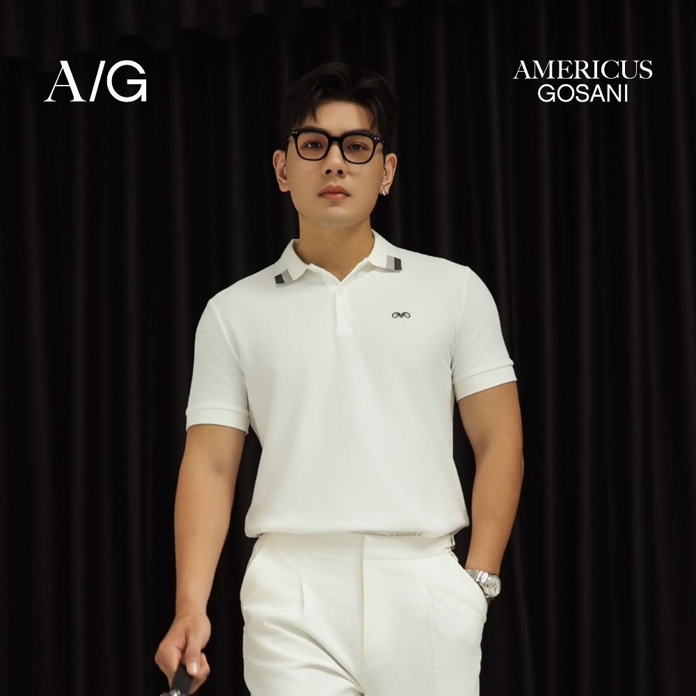 AG8865 Áo Polo Americus Gosani Phối Cổ Màu Trắng Và Kem