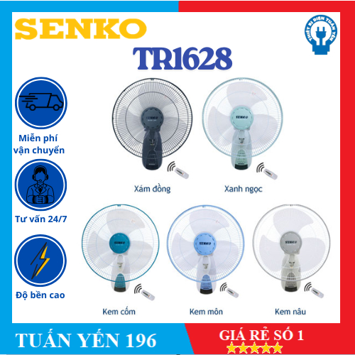 Quạt treo tường điều khiển từ xa remote Senko TR1628 mẫu mới có sẵn pin AA thay thế TR828-47w