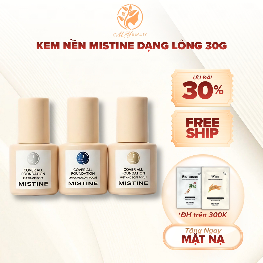 Kem Nền Mistine Dạng Lỏng 30G Che Phủ Kiềm Dầu LF100 LF110 Tự Nhiên