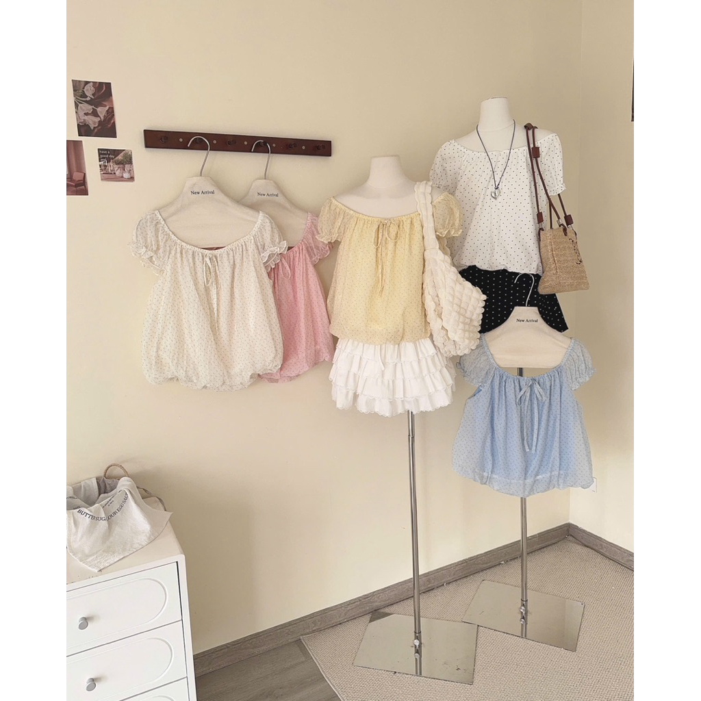 Áo Sơmi Hoa Nhí Chất Voan Tơ Form Bí Phồng Mặc 2 Kiểu”ZUNA TOP” siêu xinh-Dành Cho Nữ