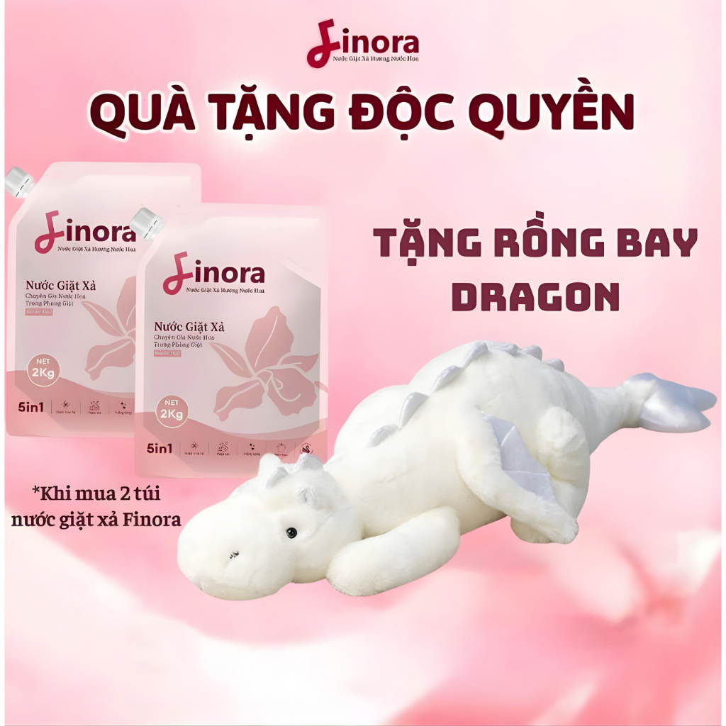 [Tặng 1 Rồng Khổng Lồ] Combo 2 Nước Giặt Xả Finora - Lưu Hương Đa Tầng