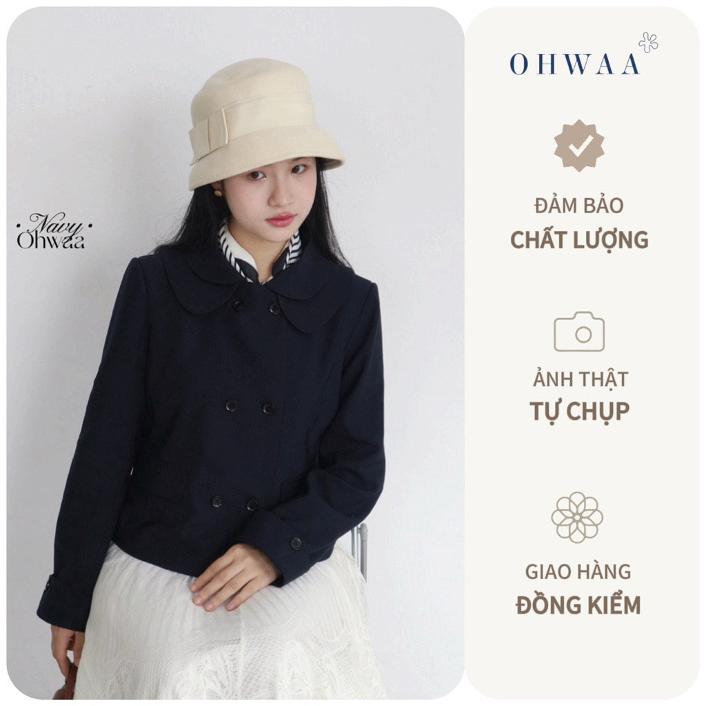 OHWAA | 𝐂𝐡𝐥𝐨𝐞 𝐂𝐨𝐚𝐭 áo khoác thiết kế cổ sen 2 lớp form chuẩn đẹp