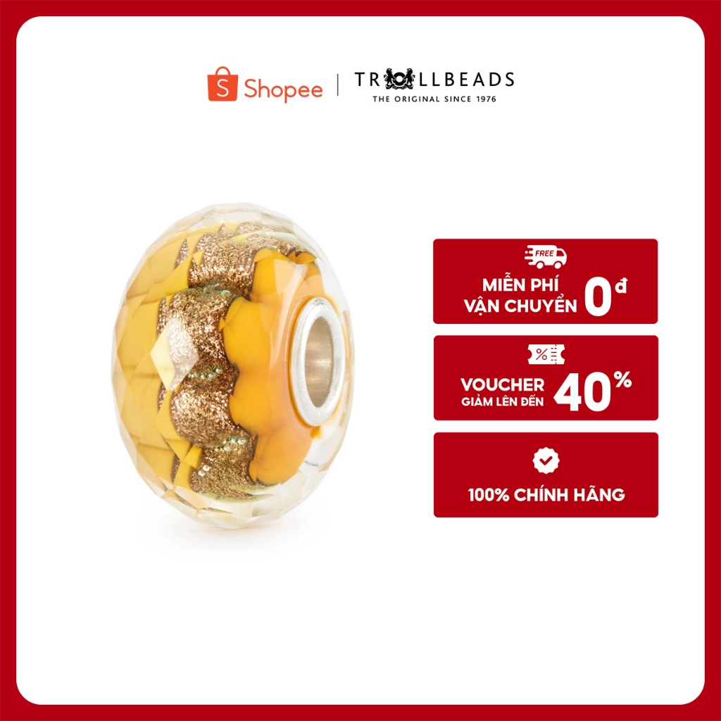 Trollbeads Beads thủy tinh Golden Trace