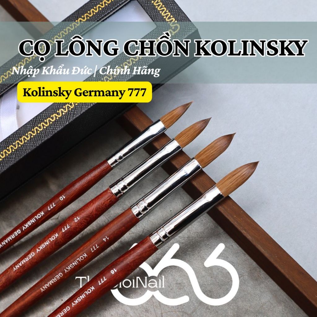 Cọ Bột Lông Chồn Kolinsky Đức 777 Size S10, S12, S14, S16 Bấm Đầu - Cọ Đắp Bột Kolinsky 777 Chính Hã