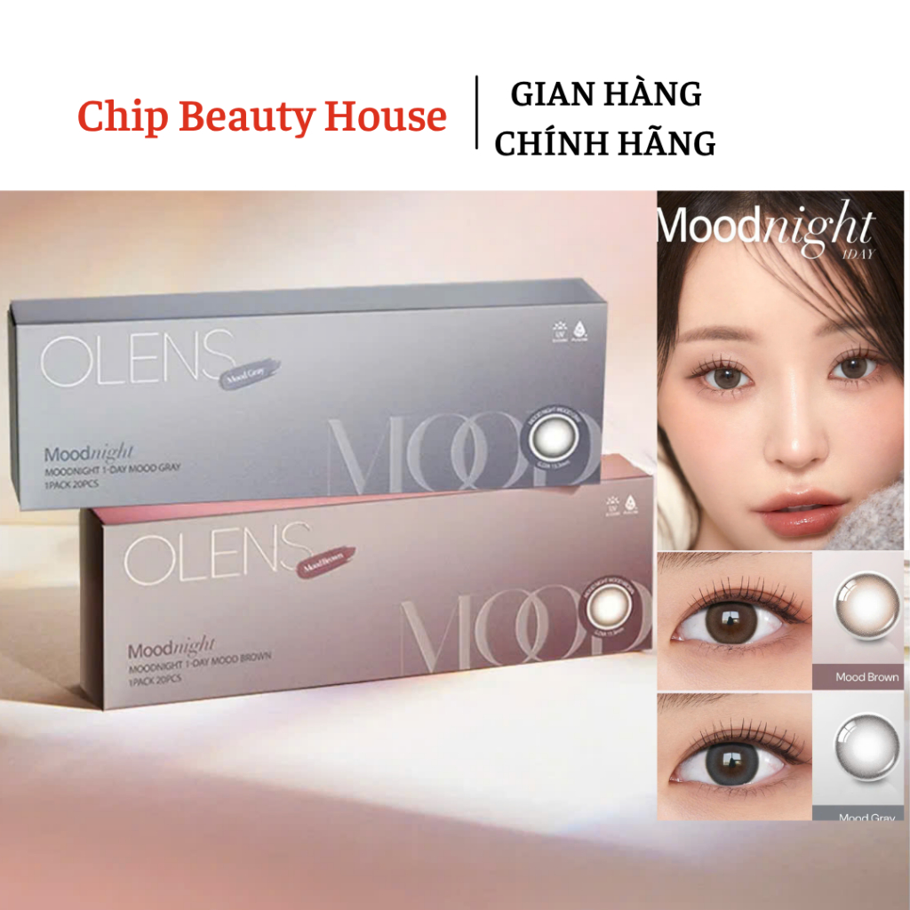 [OLENS] Lens 1 ngày | kính áp tròng nâu tự nhiên giãn tròng Jisoo BlackPink OLENS MOODNIGHT chính hã