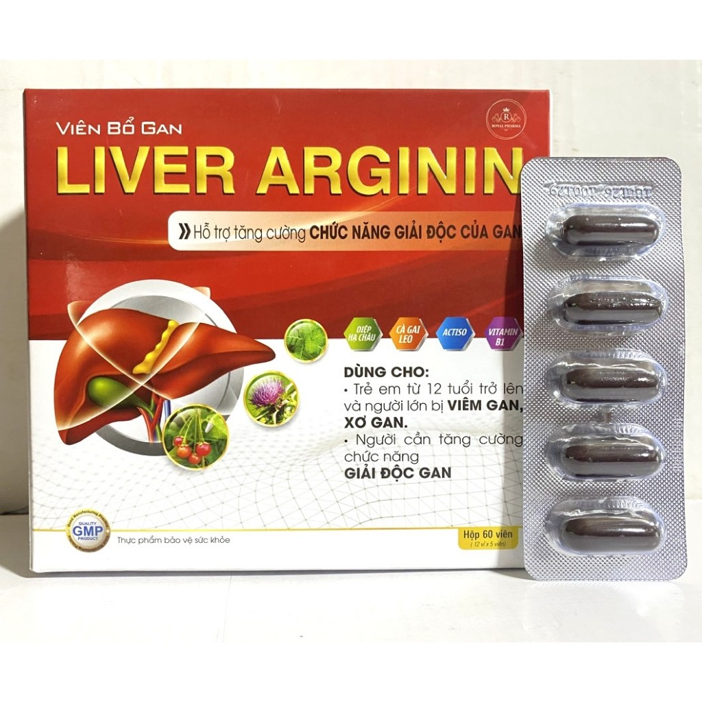 Liver Arginin mát gan, lợi mật, giải độc gan, tăng cường chức năng gan, viêm gan, xơ gan viên uống