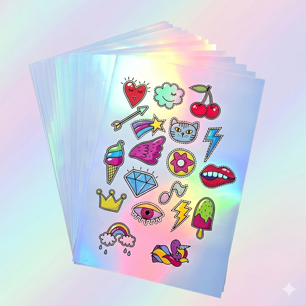 Xấp 50 tờ Decal Hologram 7 màu in phun khổ A4 TooYoo PSP0222