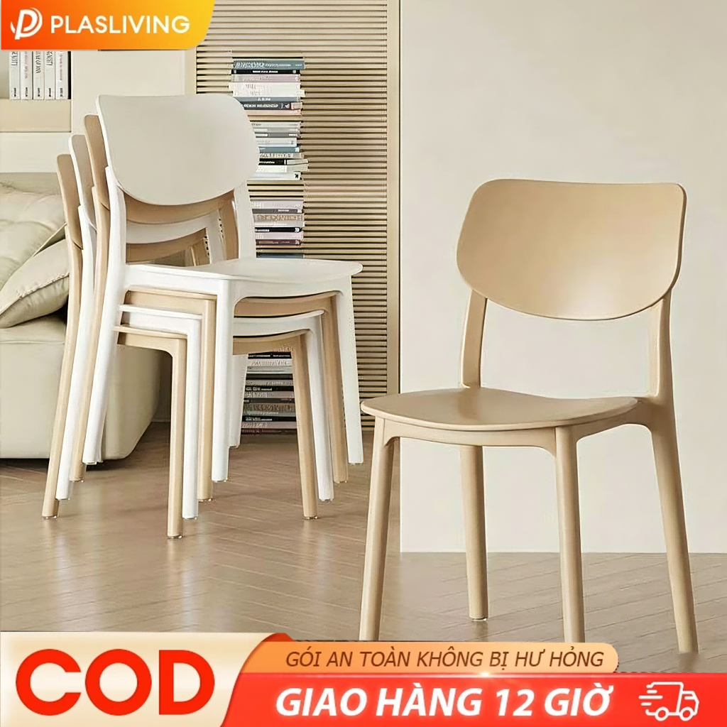 Ghế Tựa Lưng Nhựa, Ghế Xếp Chồng, Nhiều Màu, Gọn Nhẹ, Tiết Kiệm Không Gian, Hợp Trong Nhà Ngoài Trời