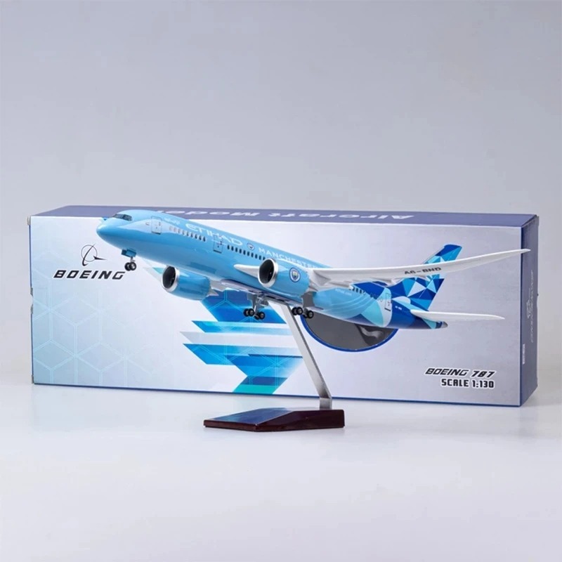Mô hình máy bay Etihad Manchester City Boeing B787 có bánh xe kích thước 47cm no led MB47103