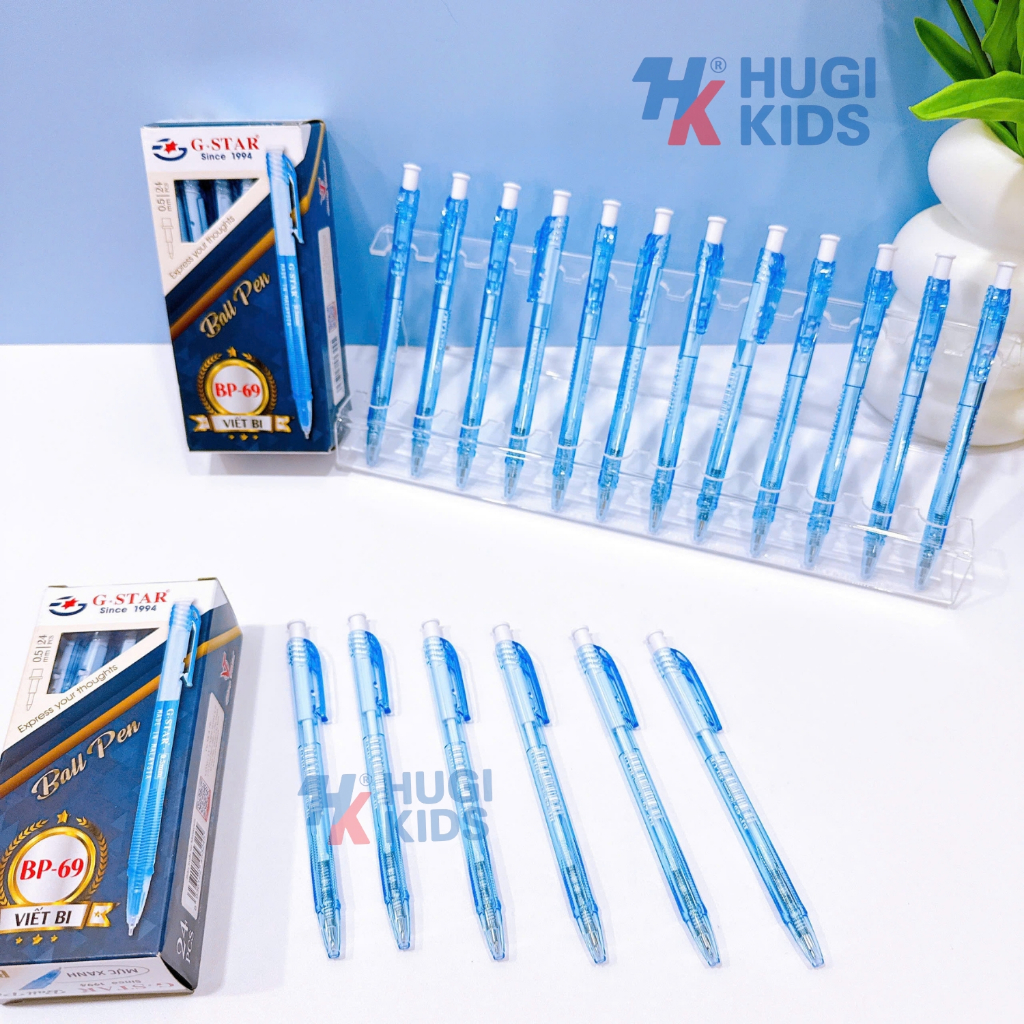 Combo 12/24/48 Bút Bi Bấm Gstar BP-69 Ngòi 0.5mm – Mực Đậm Đều, Viết Êm, Made in Malaysia