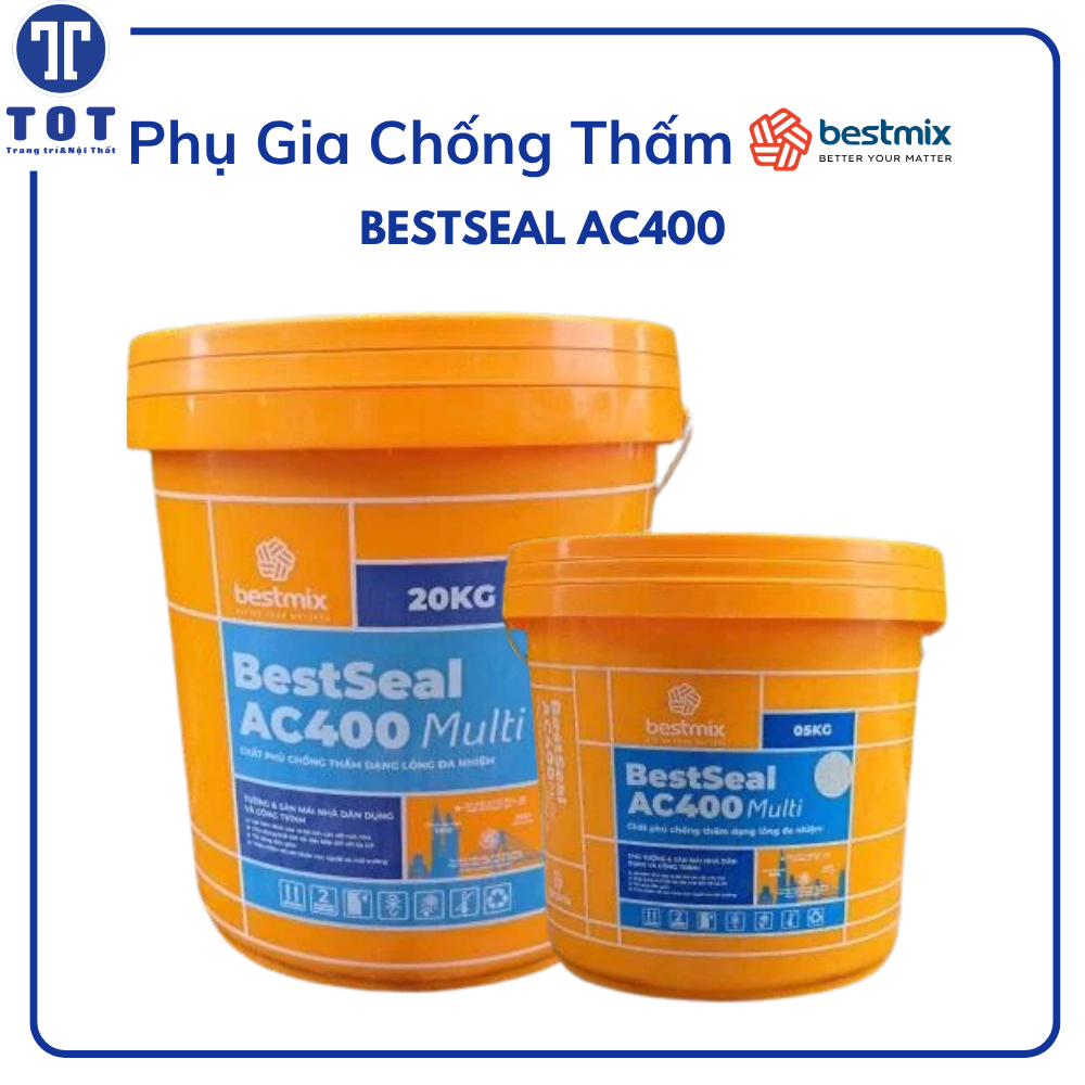 Màng Chống Thấm Đàn Hồi BESTMIX BESTSEAL AC400 - Gốc Agrylic Co-Polymer Biến Tính, Lực Bám Dính Cao