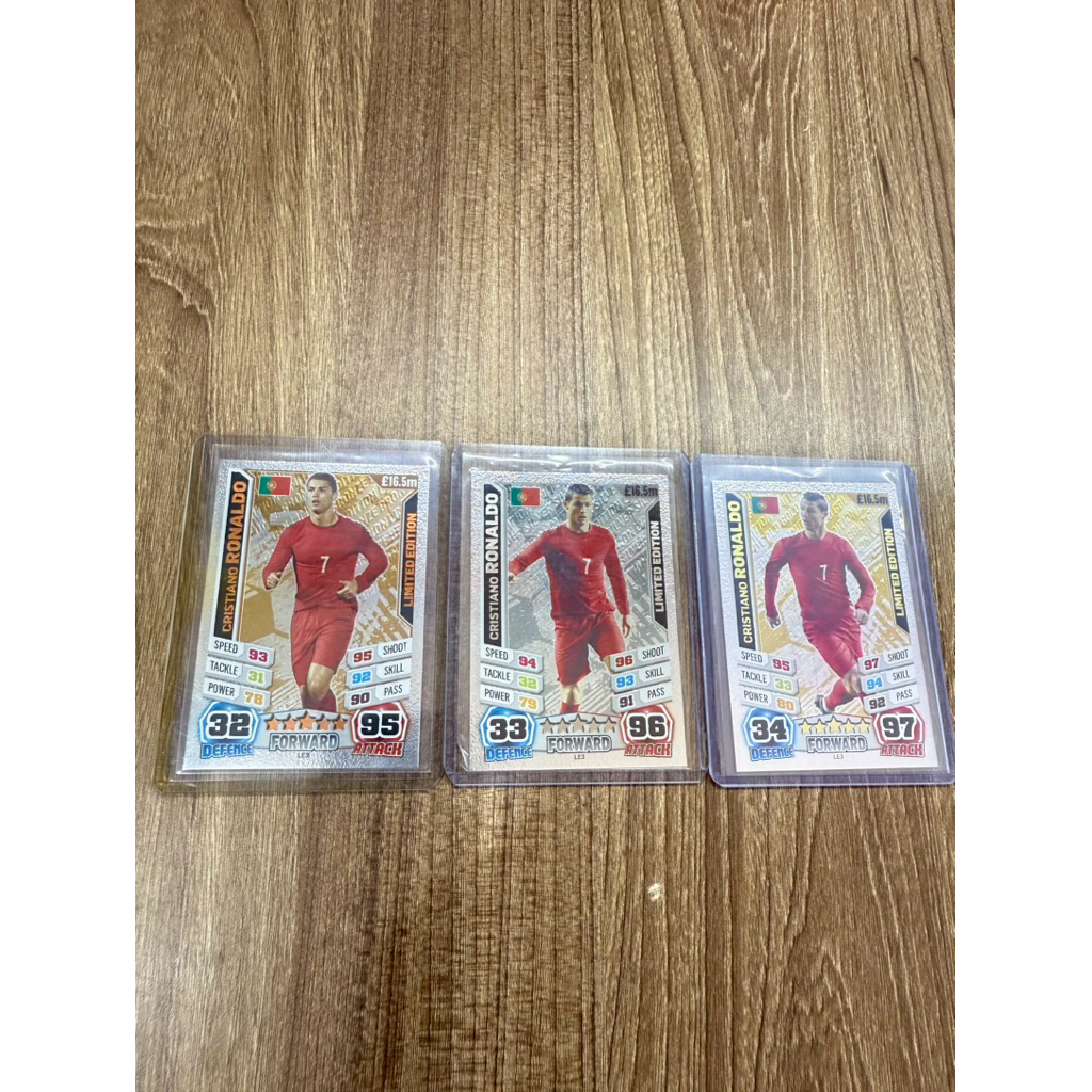 Bộ 3x Thẻ Bài Cầu Thủ Bóng Đá Cristiano Ronaldo CR7 Sưu Tập Match Attax WCup Limited Mùa 2014