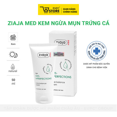 Kem Giảm Mụn Trứng Cá Ziaja Med 50ml Giúp Giảm Bóng Nhờn, Phù Hợp Với Da Hỗn Hợp, Da Dầu Mụn EUPC STORE