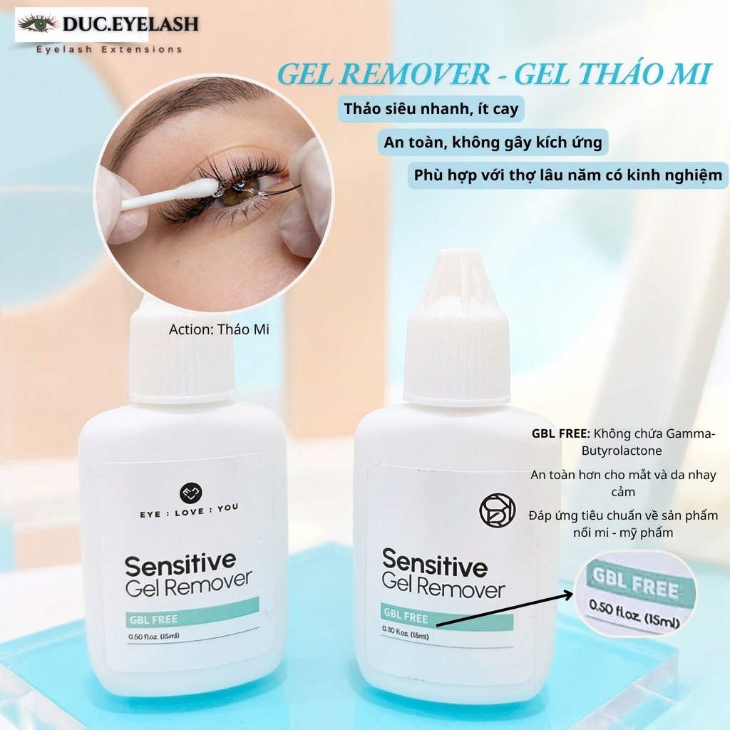 Gel tháo mi Remover clear, Remover Hàn Quốc 15g tháo mi giả,mi nối, ít cay, tháo nhanh / Đức Eyelash