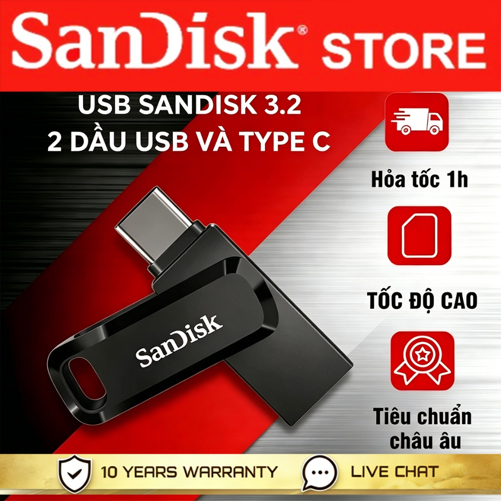 Sandisk USB 3.2 OTG Ultra Dual Drive Go Type c-SDDDC3 64G-128G-256G-512GB-1TB ch í nh ã ng 400Mb/s | BigBuy360 - bigbuy360.vn
