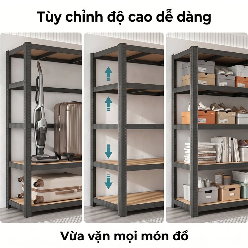 BMZAR Kệ sắt v lỗ Điều chỉnh chiều cao linh hoạt Kệ để đồ đa năng Tiện dụng hữu ích Lắp đặt không cần vít | BigBuy360 - bigbuy360.vn