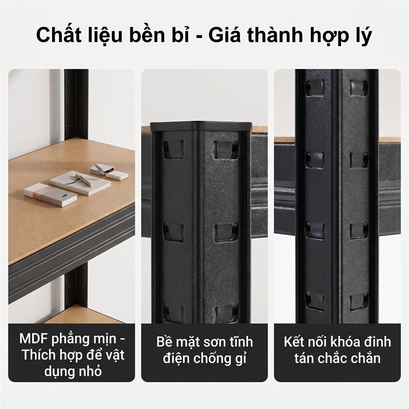BMZAR Kệ sắt v lỗ Điều chỉnh chiều cao linh hoạt Kệ để đồ đa năng Tiện dụng hữu ích Lắp đặt không cần vít | BigBuy360 - bigbuy360.vn