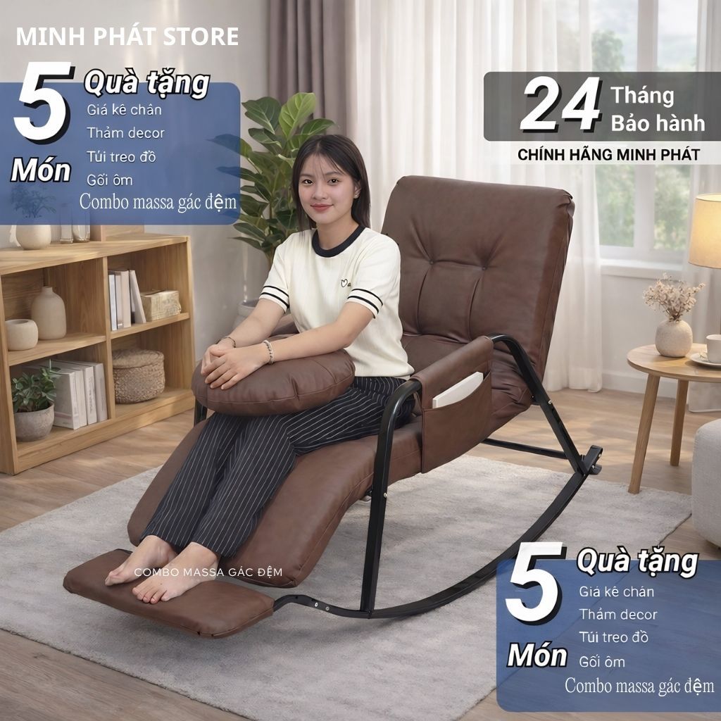 Ghế Bập Bênh Minh Phát Ghế Thư Giãn Đơn BB02, 10 Nấc Điều Chỉnh Khung Thép Mạ Kẽm Sơn TĨnh Điện, Ghế lười, ghế thư giãn