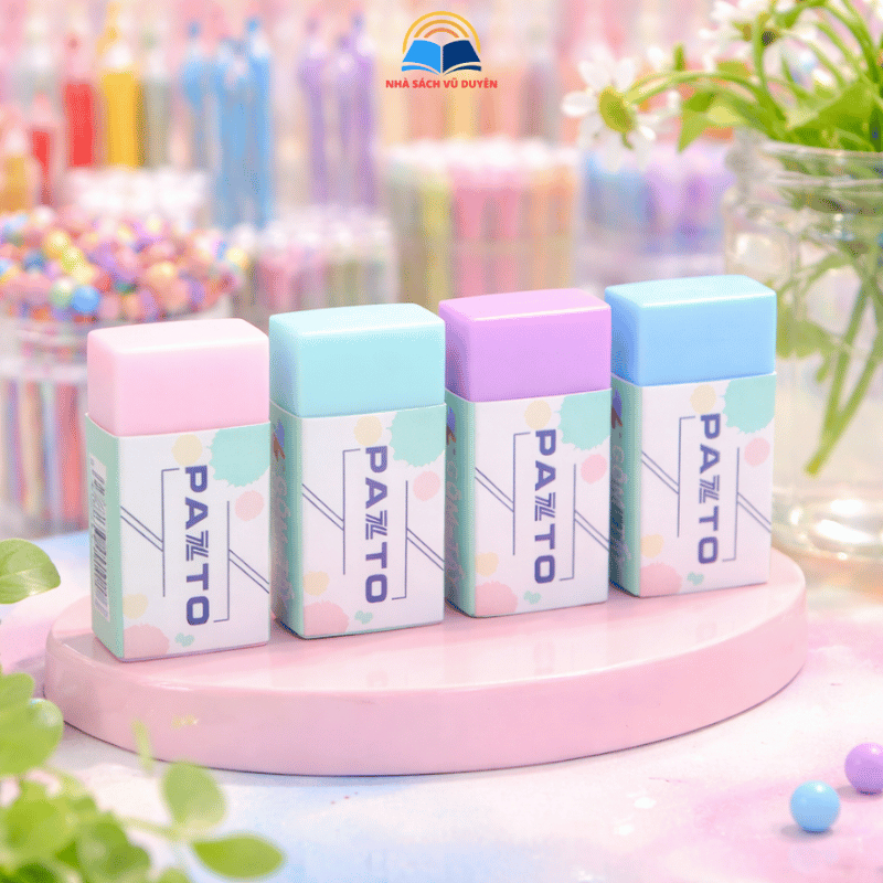 4 Gôm tẩy không mùi màu pastel Pazto Thiên Long E-010- Dễ tẩy xóa ít vụn gôm, không độc hại