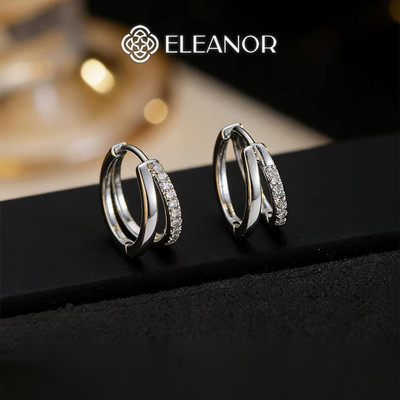 Bông tai nữ chuôi bạc 925 Eleanor Accessories hình tròn khuyên tai basic phụ kiện trang sức 10832