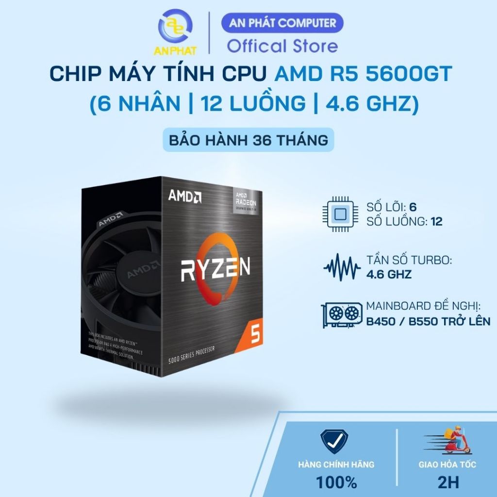 CPU AMD Ryzen 5 5600GT - 6 Nhân 12 Luồng, Boost 4.6GHz, Đồ Họa Radeon Vega 7 Cực Mạnh