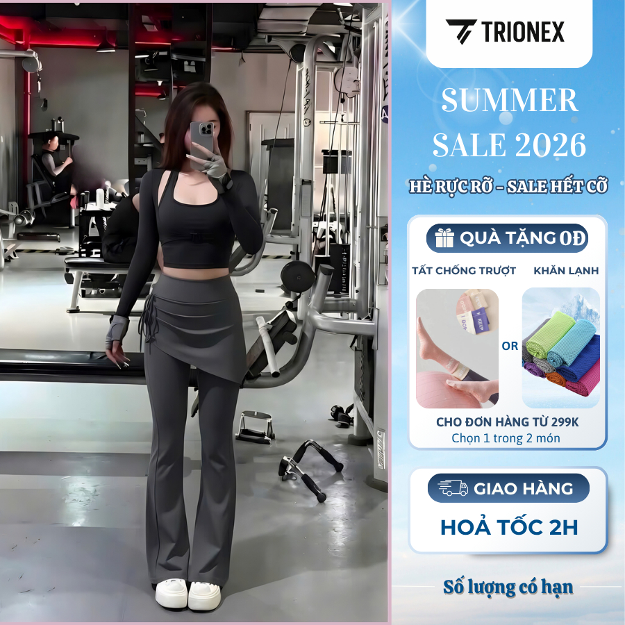 [K211] Áo Tập Gym Nữ TRIONEX, Áo Tập Yoga Pickleball Nữ Dài Tay Thiết Kế Giả Yếm Có Mút Ngực Co Dãn 4 Chiều | BigBuy360 - bigbuy360.vn