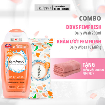 [COMBO NÂNG NIU] Dung Dịch Vệ Sinh Cao Cấp Femfresh Và Khăn Ướt Vùng Kín 10 Miếng