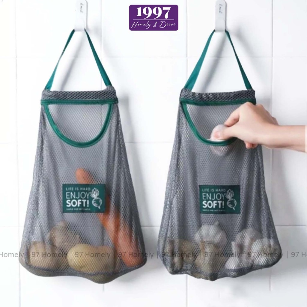 Túi Đựng Hành Tỏi Khô Dạng Lưới 2 Ngăn Riêng Biệt 97HOMELY Chống Mốc Chống Ẩm Chống Thối DT240800101