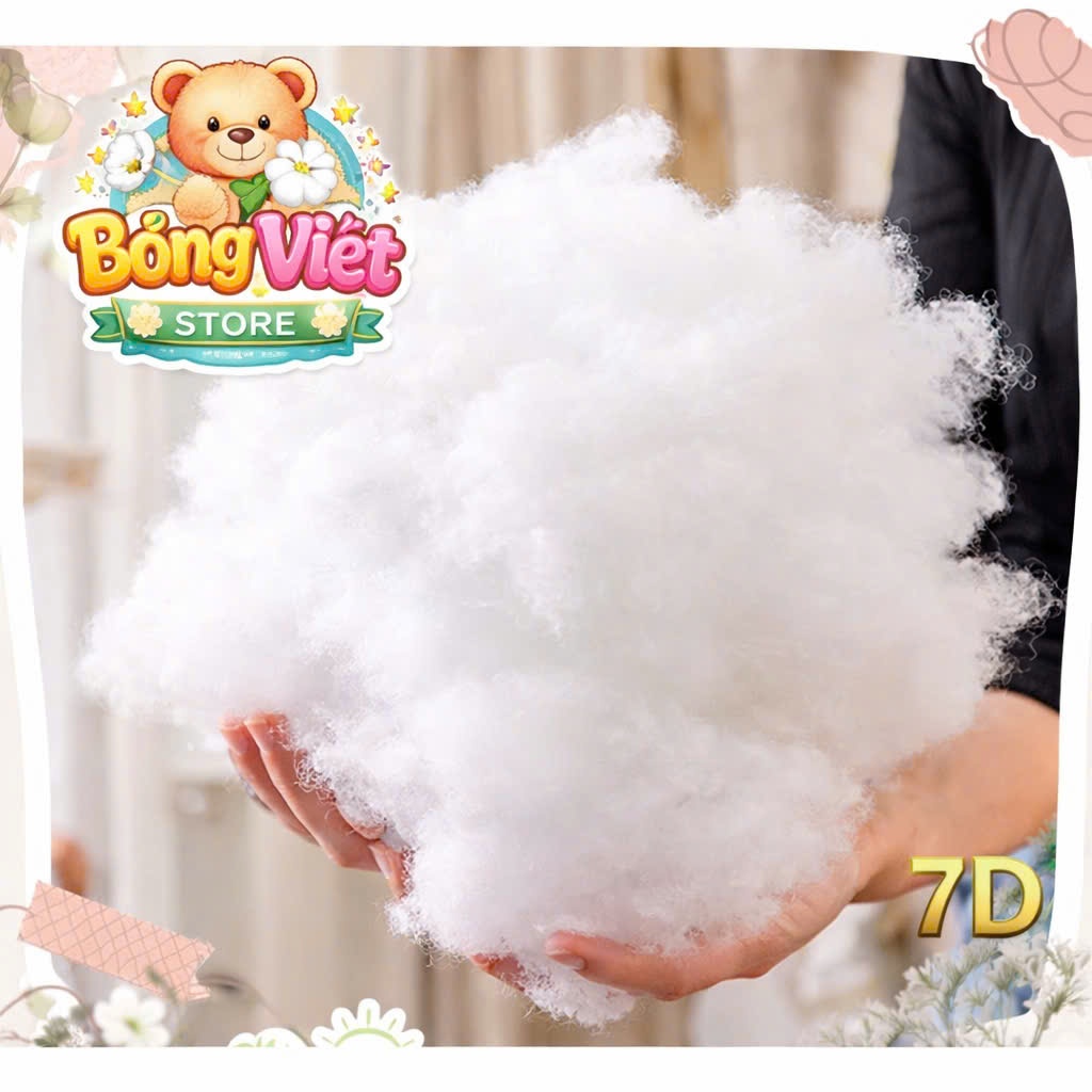 Combo 3kg Bông Gòn Nhồi Thú Bông Cao Cấp 7D Siêu Trắng Sợi Tơi , Không Rối Không Vón Cục Dùng Làm Gố