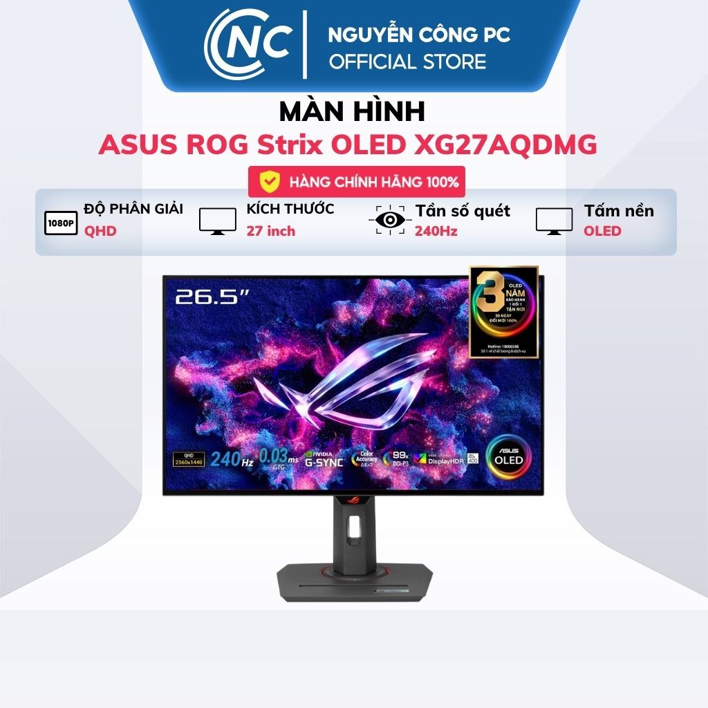 Màn Hình Gaming ASUS ROG Strix OLED XG27AQDMG (27 inch, QHD, OLED, 240Hz, G-SYNC, DisplayHDR 400) - 