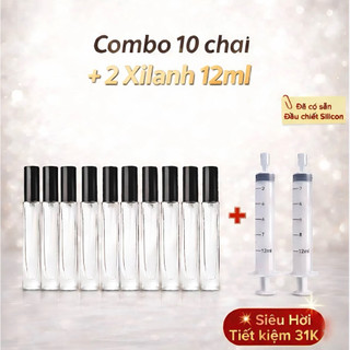Combo 10 chai lọ chiết nước hoa 10ml + Tặng 2 Xilanh dụng cụ Chiết nước hoa, Cao Cấp Nhỏ Gọn Tiện Lợi Hàng Loại 1