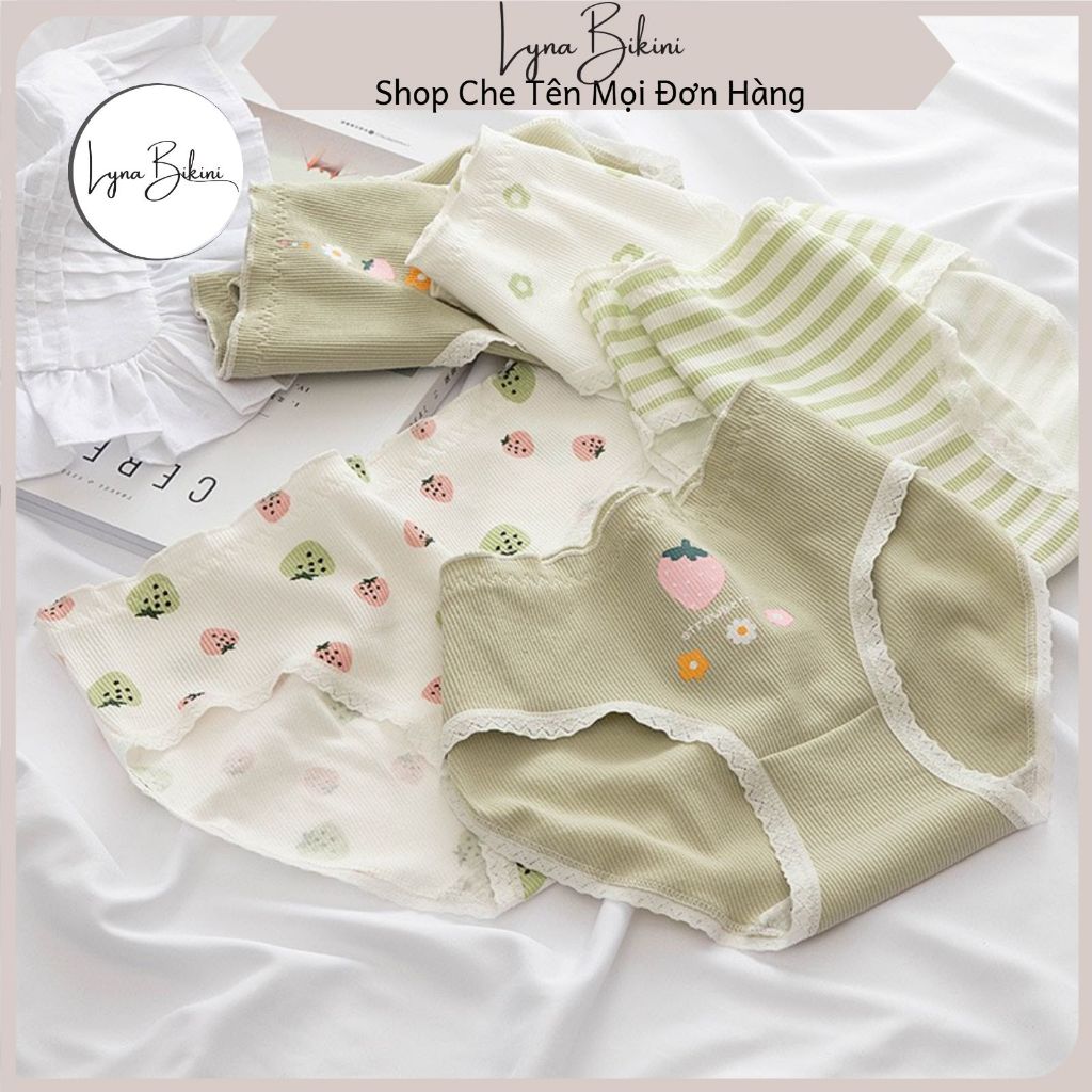 Quần Lót Nữ Cotton gân tăm viền ren mềm mại kháng khuẩn tôn dáng sexy Lynabikini mẫu L1011