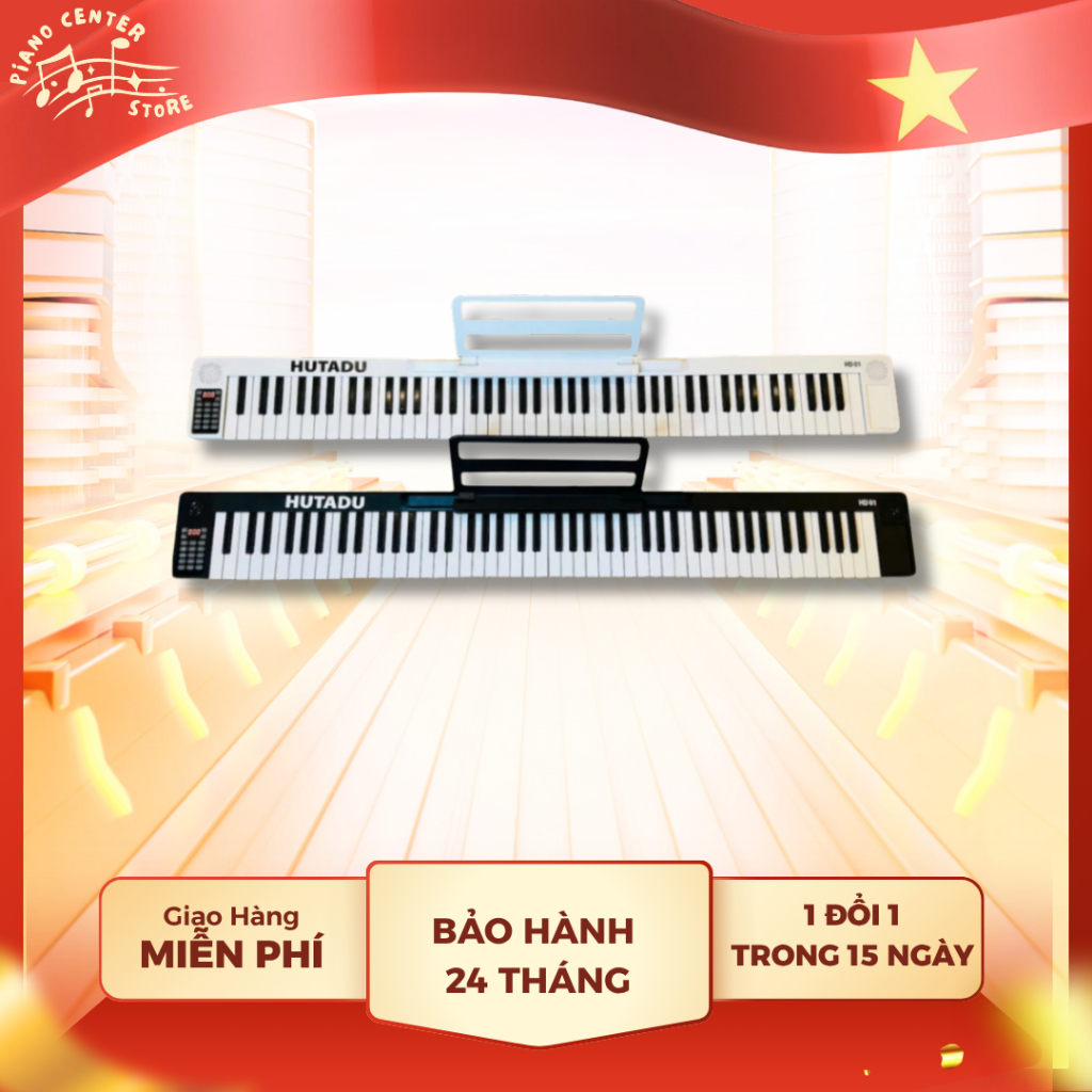 Đàn PIANO Gấp Gọn HUTADU HD-01 88 Phím Cảm Ứng Lực, Gấp Gọn Tiện Lợi Dễ Mang Đi- Piano Center Store
