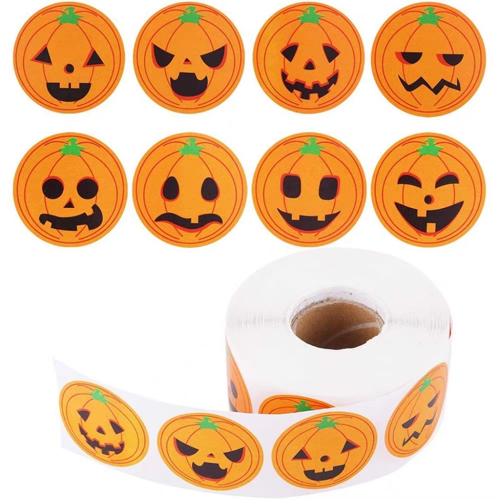 Cuộn 500 cái sticker bí ngô Halloween