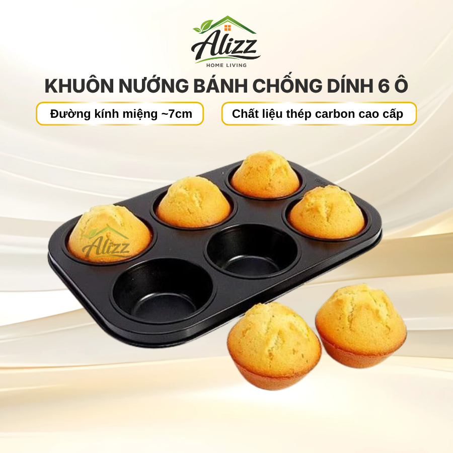 Khuôn Nướng Bánh Chống Dính Khuôn Làm Bánh Cupcake Bánh Bông Lan Tạo Hình Tròn Đẹp 26.5x18.8cm