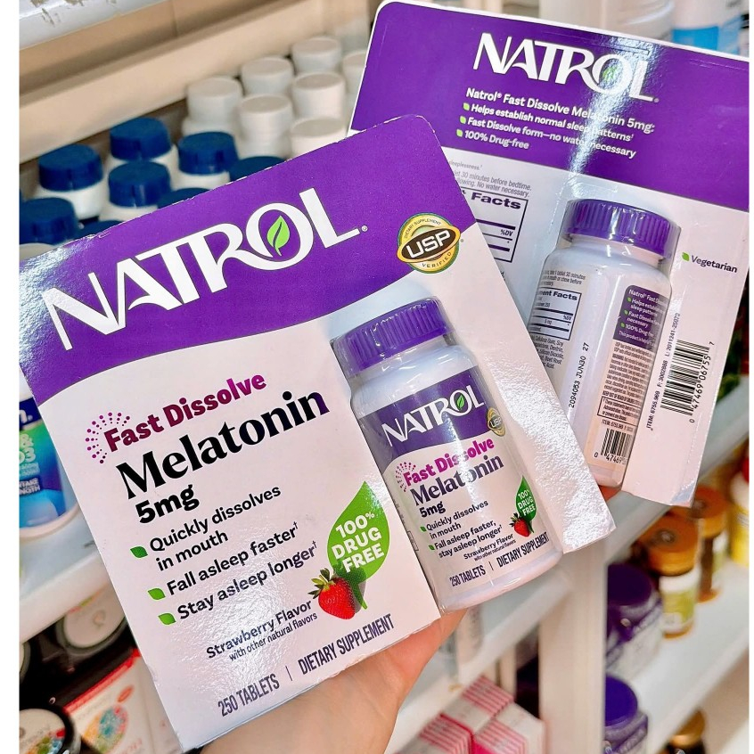 Natrol Melatonin 5mg Fast Dissolve - Viên Ngậm Ngủ Ngon Natrol Sleep Melatonin 5mg Mỹ