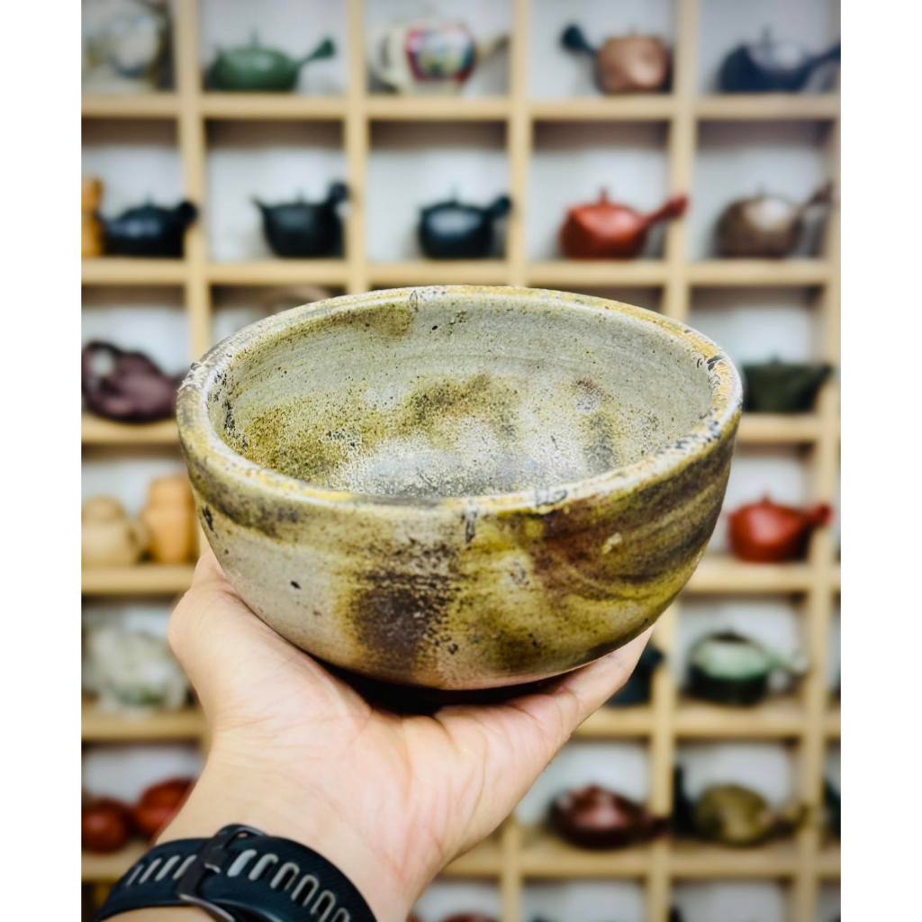 Bát Chawan Bizen gốm Nhật hỏa biến đẹp