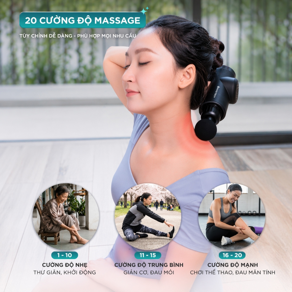 Máy Massage Cầm Tay Cao Cấp KINGTECH KH-720PRO, 20 Cấp Độ, Hỗ Trợ Mát Xa Chuyên Sâu, Giảm Đau Cơ, Cứng Khớp - Chính Hãng | BigBuy360 - bigbuy360.vn