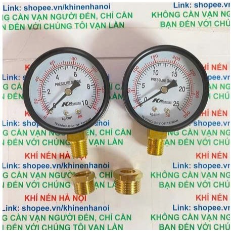 Đồng hồ áp suất hơi Ligi, KKGauges chân đứng ren 13mm, đường kính mặt 63mm đầy đủ dải đo 1 kg, 5kg, 