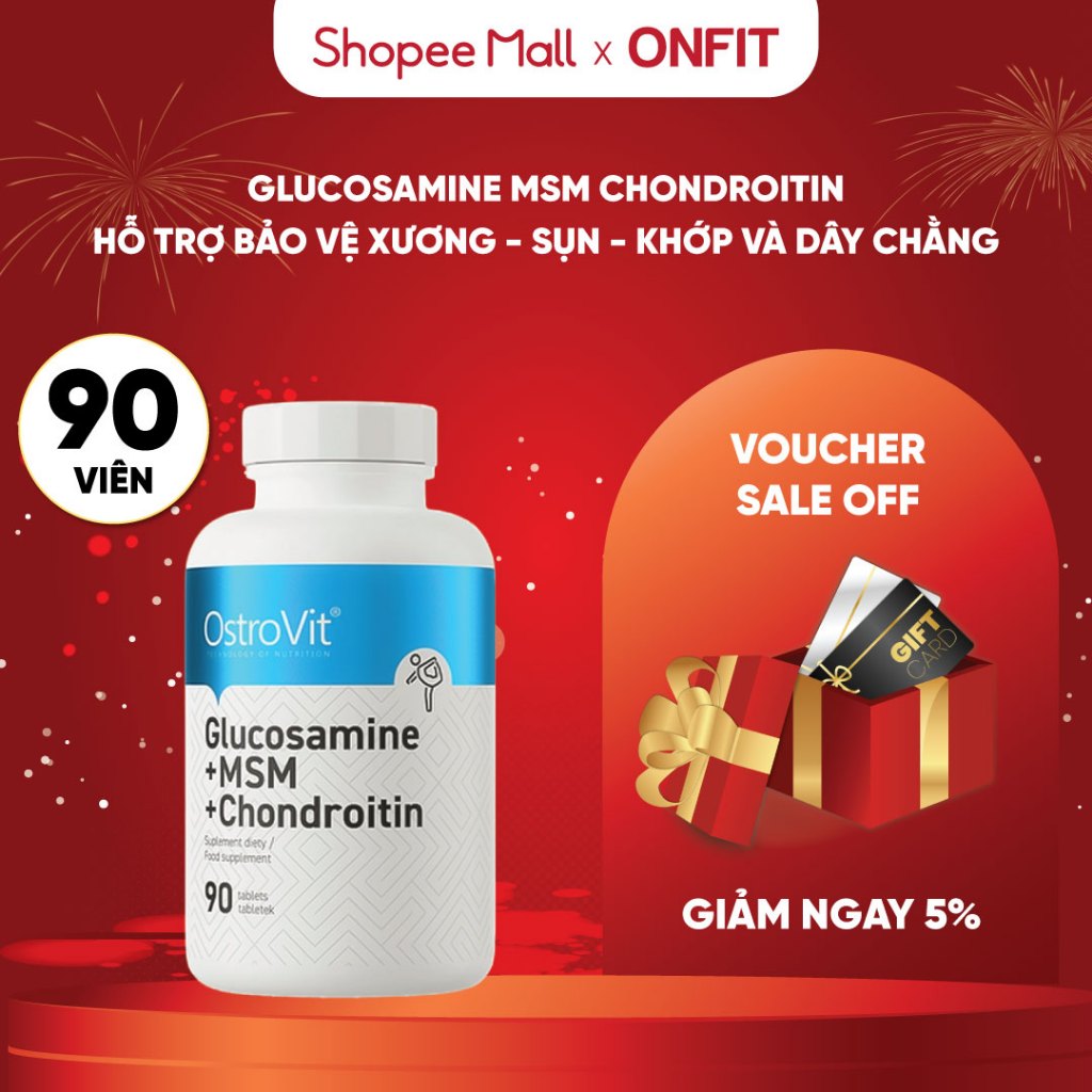 Viên Uống Xương Sụn Khớp Ostrovit Glucosamine + MSM + Chondroitin (90 viên) Hỗ Trợ Sụn Khớp Gối | ON