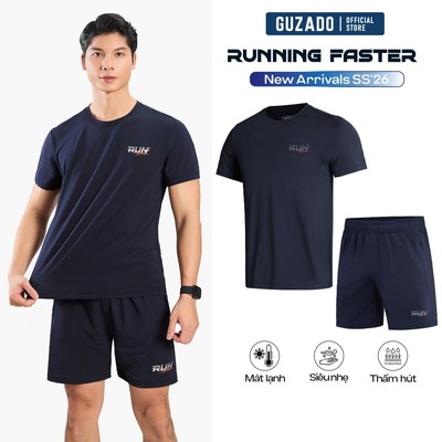 Set Bộ Nam Thun Lạnh Thông Hơi GUZADO Set Đồ Tập Gym, Chạy Bộ Siêu Thoáng Khí, Co Giãn 4 Chiều GBT03-GABT25S003