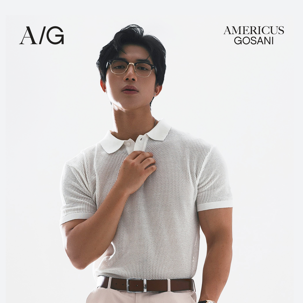 AG712 Áo Polo Americus Gosani Dệt Kim Lưới Màu Trắng Và Đen