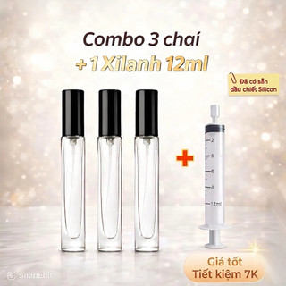 Combo 3 chai lọ chiết nước hoa 10ml +Tặng 1 Xilanh 12ml dụng cụ chiế nước hoa - Đã có sẵn đầu chiết Silicon Tiện lợi.