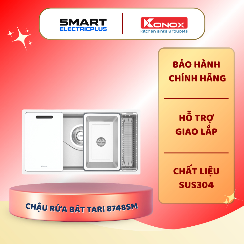 Chậu Rửa Bát Konox Tari 8748SM - Inox 304, Chống Bám Bẩn, Chống Ồn