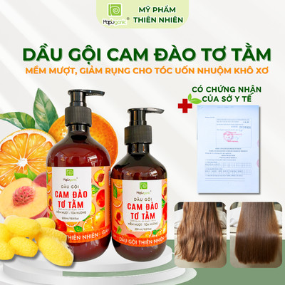 Dầu Gội Cam Đào Tơ Tằm Thiên Nhiên Giúp Phục Hồi Hư Tổn Tóc Mềm Mượt Cho Tóc Nhuộm Tẩy Uốn Hapuganic
