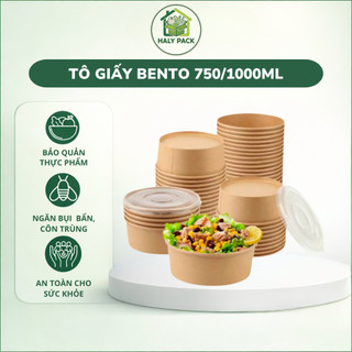 [COMBO 100] Tô Giấy Kraft Nâu 750ml & 1000ml - Bát Giấy Dùng 1 Lần Đựng Đựng Cơm, Phở, Đồ Ăn Mang Đi - TOGIAYTRON100