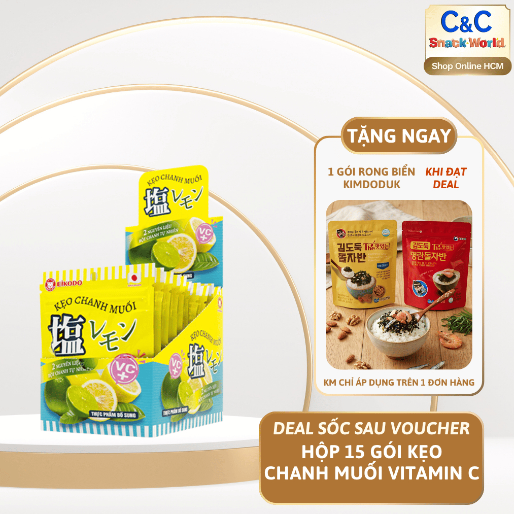Kẹo ngậm Chanh Muối - EIKODO dạng hộp 15g*12gói/hộp